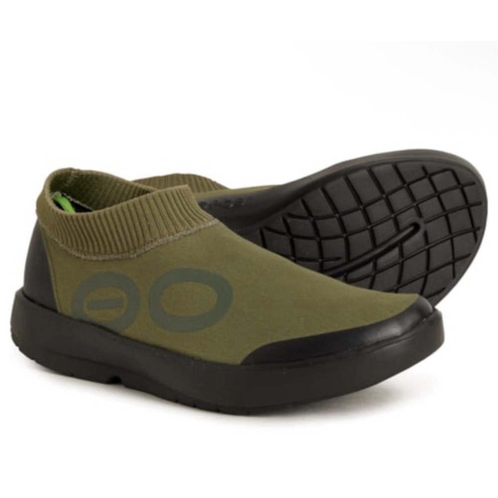 Oofos Men's 11.5 Oomg Eezee High Shoe Lightweight Comfort Slip On Olive Black